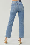 High Rise Crossover Straight Leg Jeans