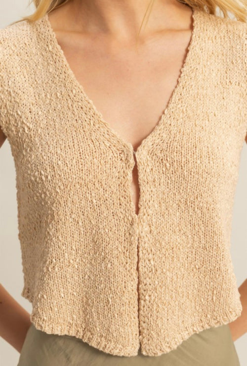 Beige Cropped Knit Vest