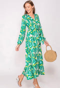 Green Print Wrap Dress