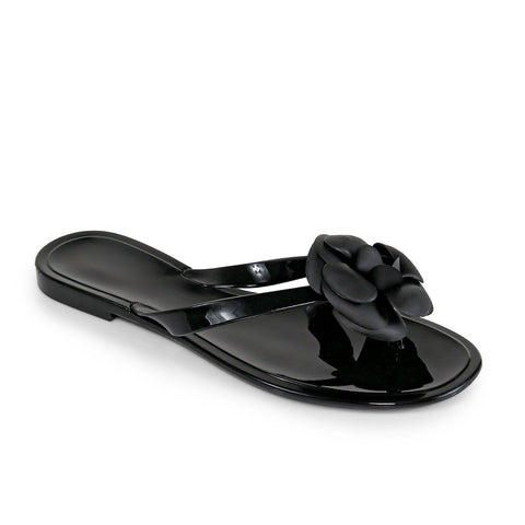 Black Flower Sandals