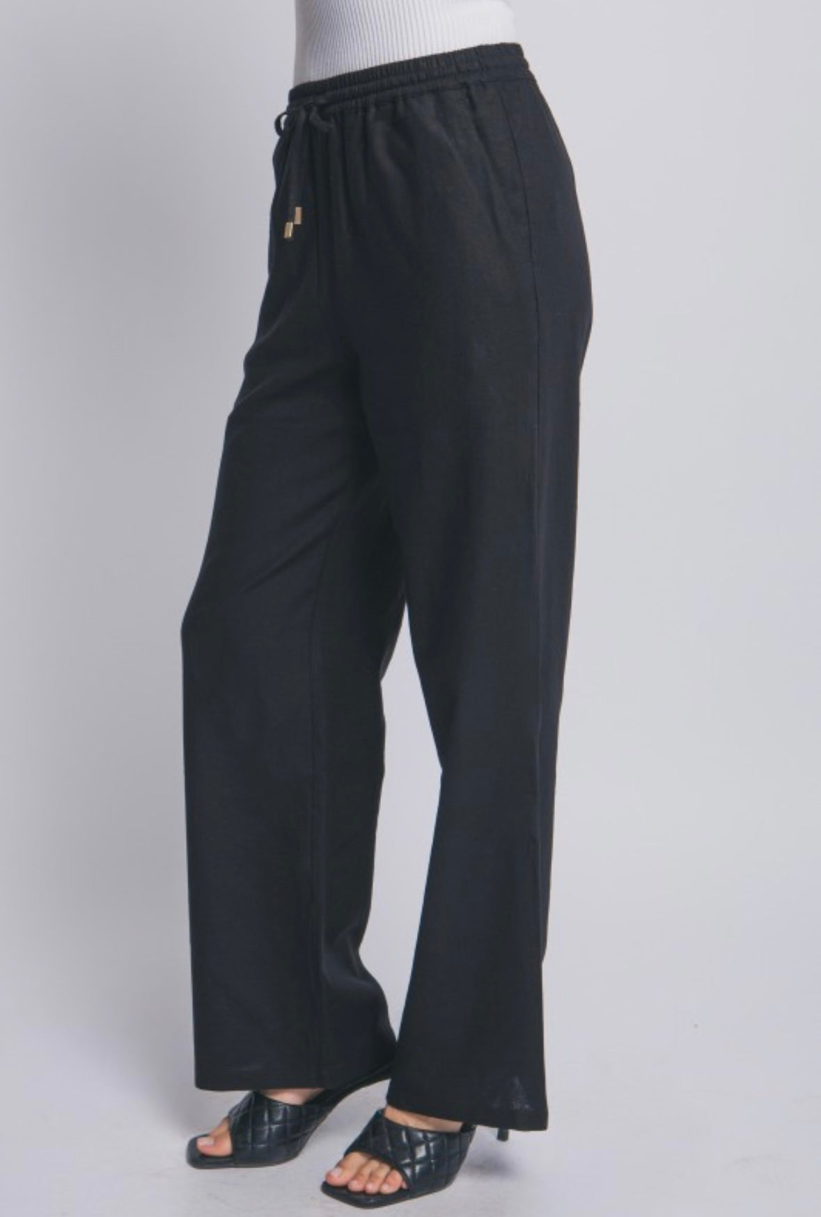 Black Linen Wide Leg Pants