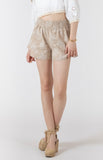 Beige Floral Shorts
