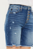 High Rise Button Fly Bermuda Shorts