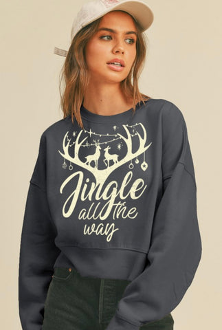 Charcoal Jingle Cropped Sweatshirt