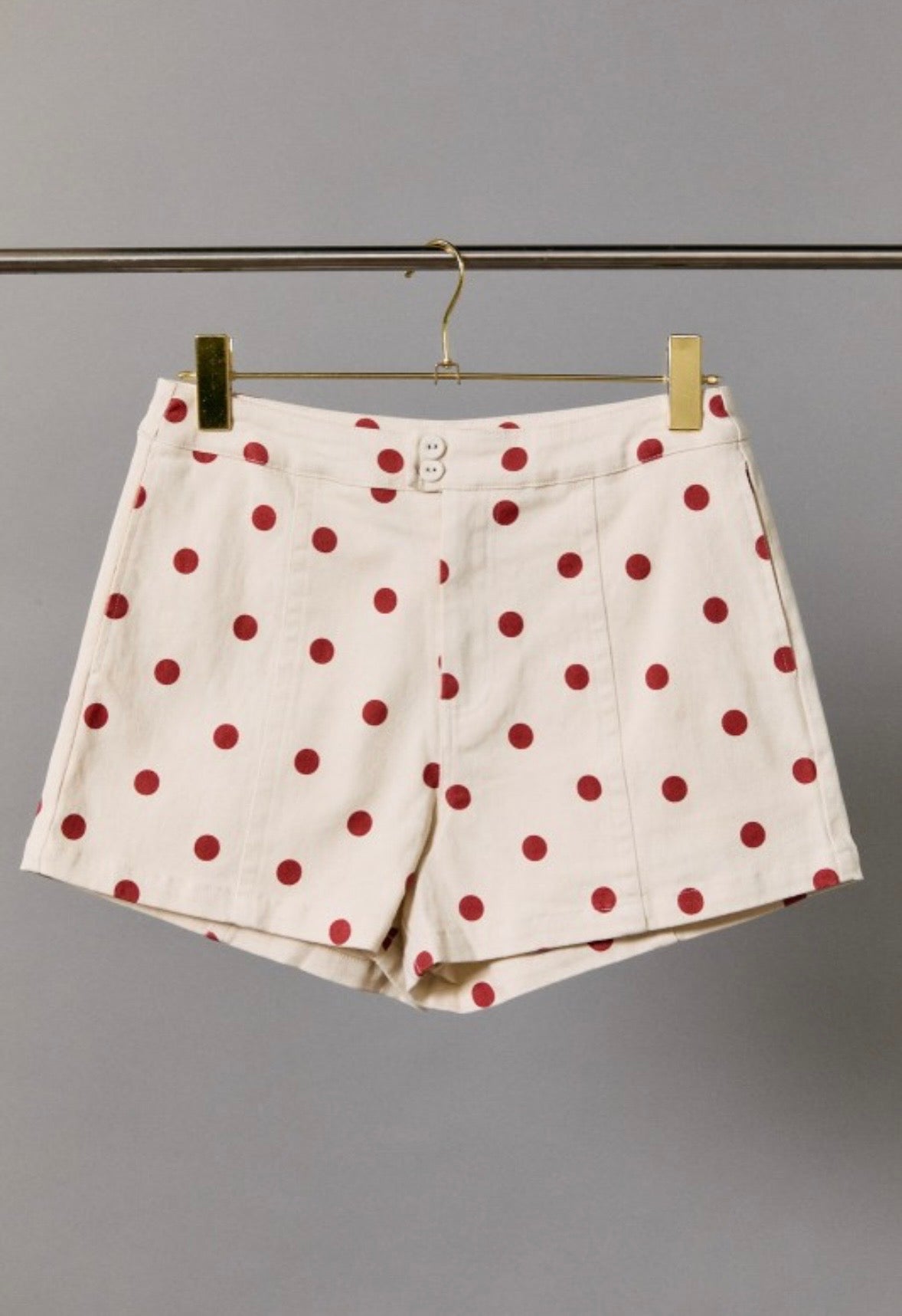 Red Polka Dot Denim Shorts