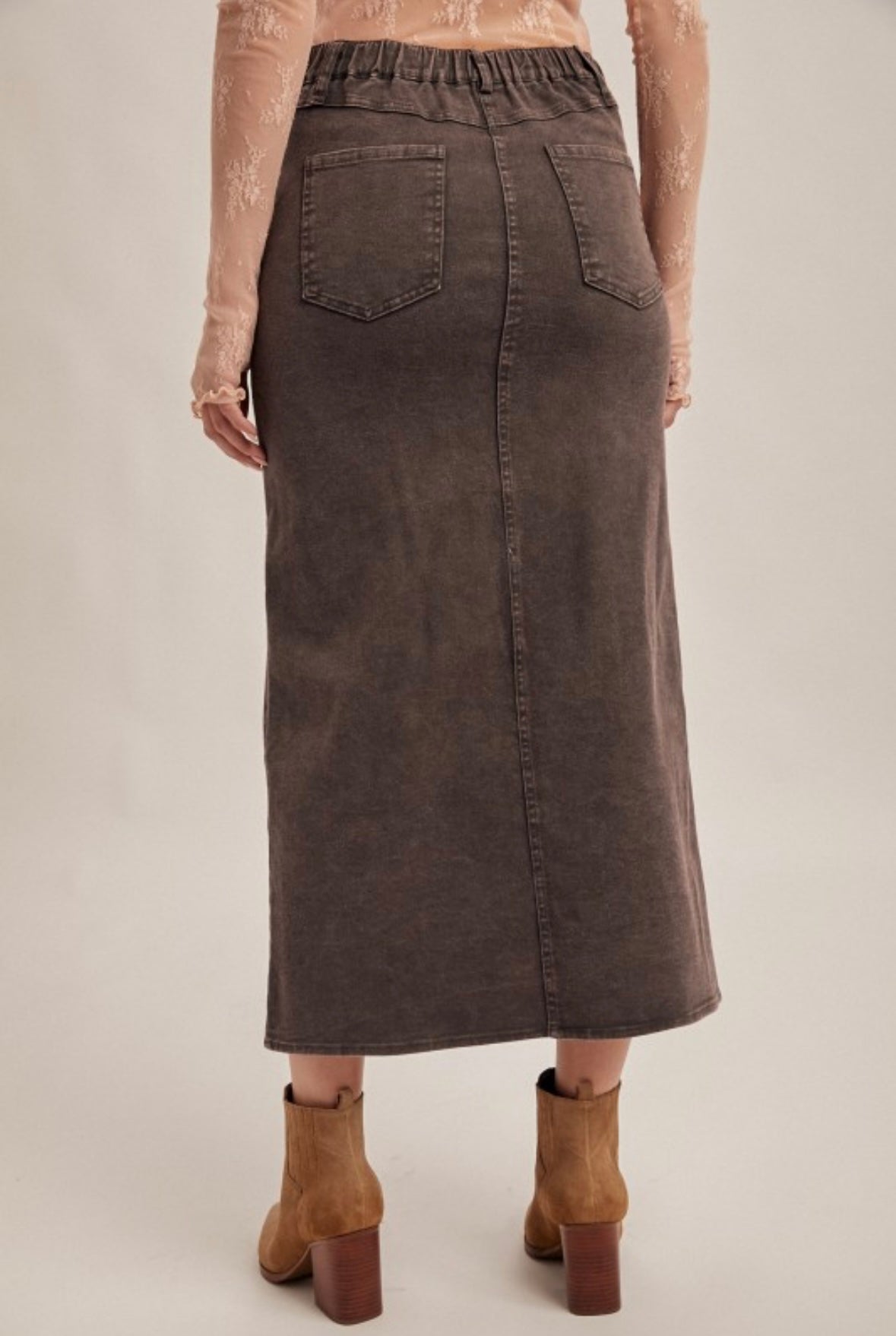Grey Slit Skirt