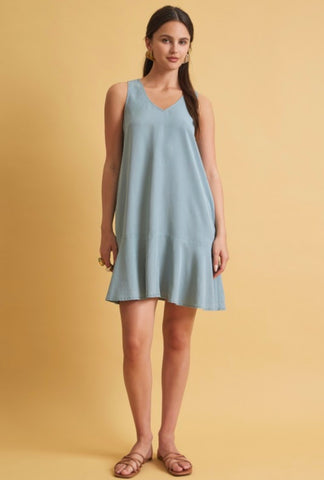 Ocean Blue Ruffle Hem Dress