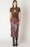 Bordeaux Vegan Leather Skirt