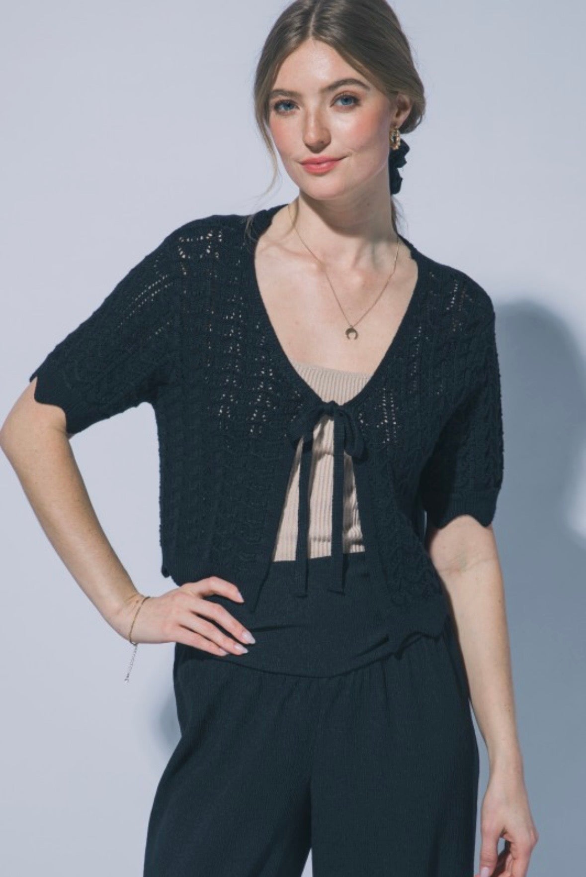 Black Crochet Cardigan