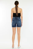 Darkwash Denim Distressed Bermuda Shorts