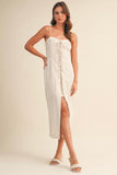 Linen Lace Up Dress
