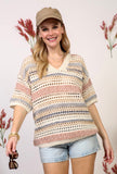 Multicolor Stripe Crochet Sweater