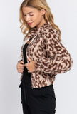 Camel Leopard Sherpa Bomber Jacket