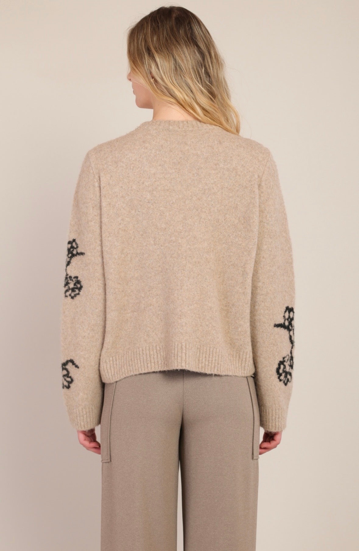 Taupe Floral Sweater