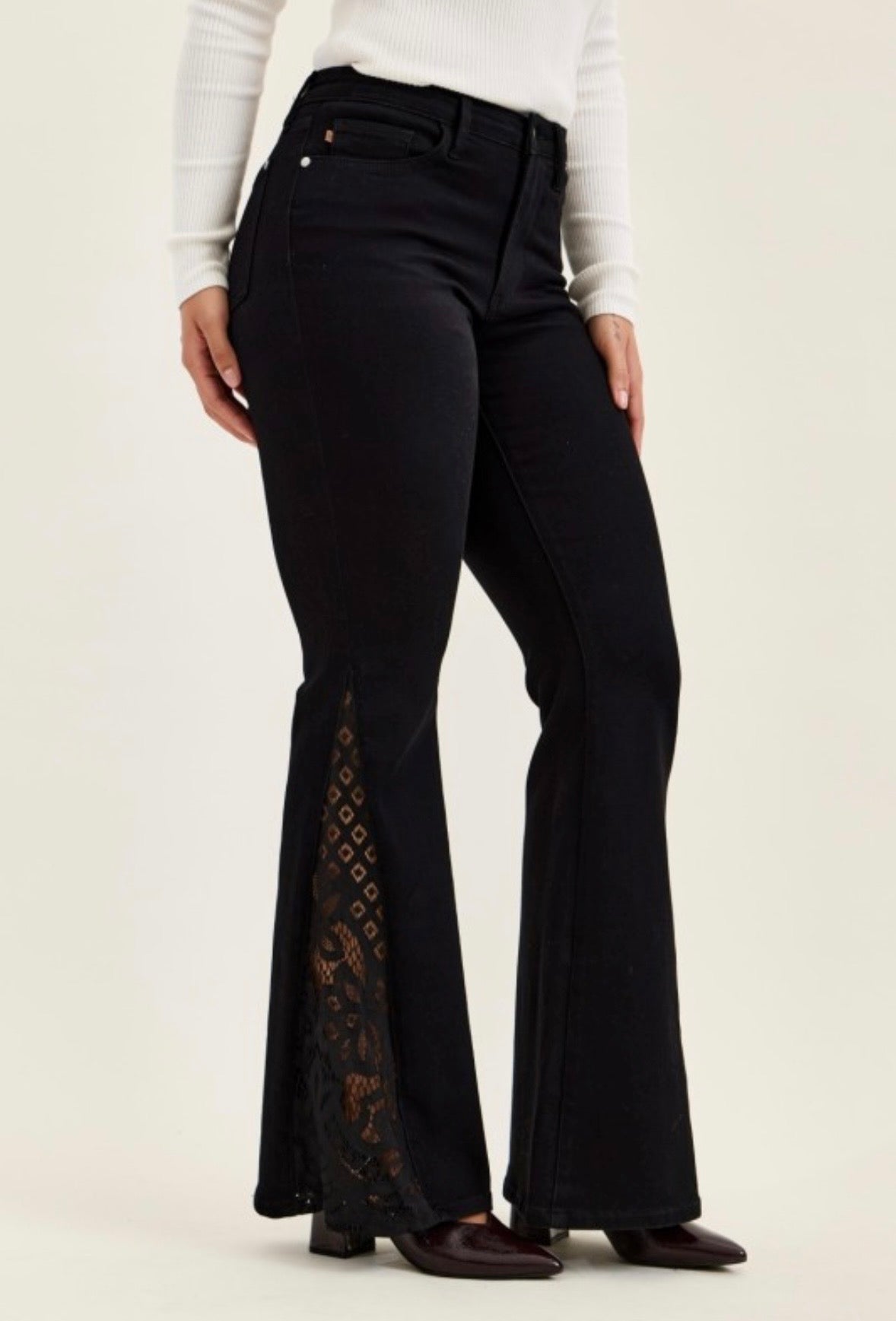 Black Lace Flare Jeans