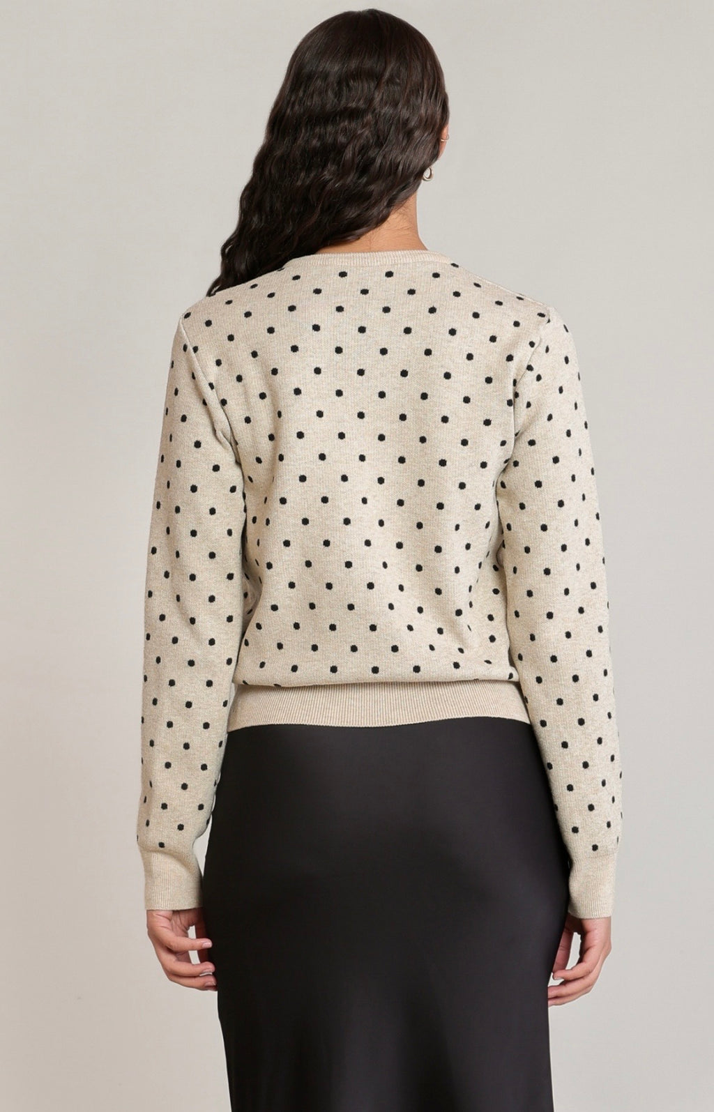 Oatmeal Polka Dot Cardigan