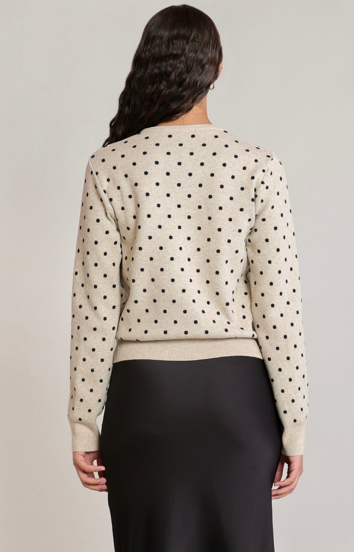 Oatmeal Polka Dot Cardigan