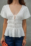 White Smocked Peplum Top