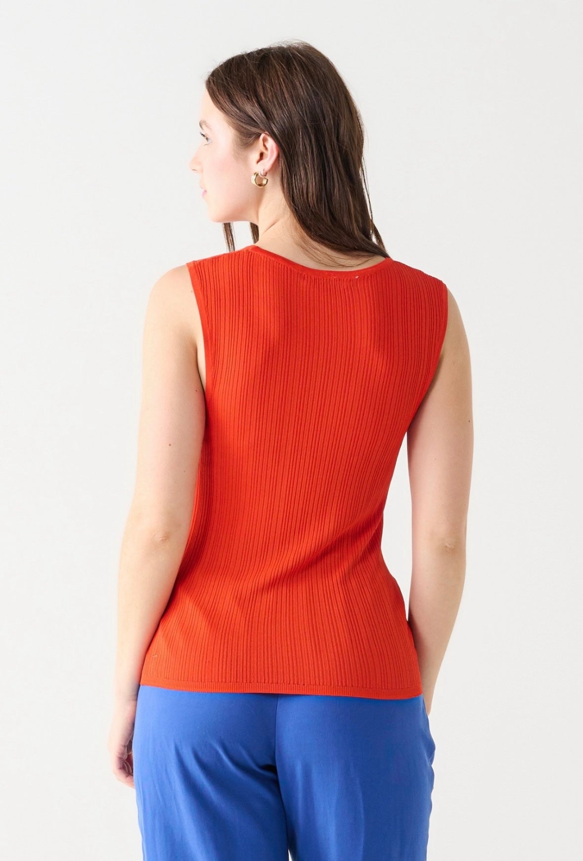 Tangerine Sleeveless Ribbed Top