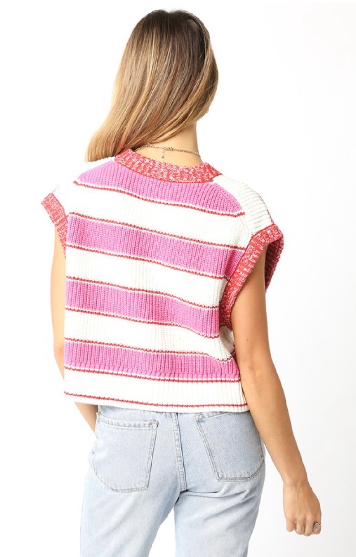 Pink Stripe Sweater Vest