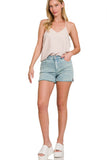 Teal Denim Shorts