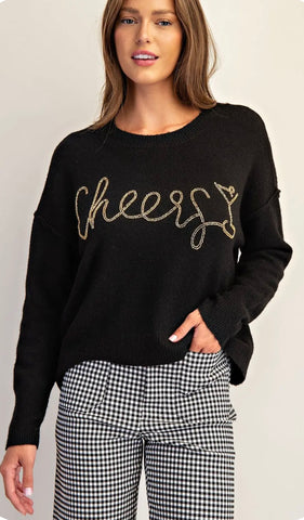 Black Beaded Cheers Sweater