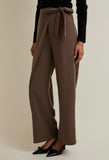 Mocha Pinstripe Wrap Front Pants