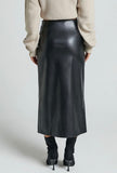 Black Vegan Leather Midi Skirt