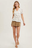 Ivory Crochet Peplum Top
