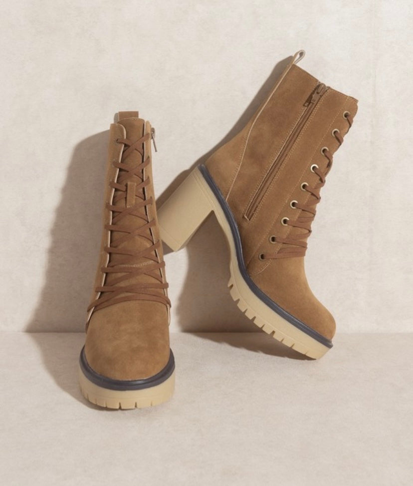 Camel Jenna Platform Military Boots