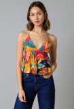 Multicolor Tropical Peplum Top