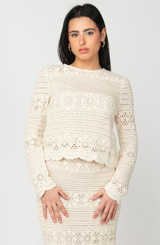 Cream Crochet Sweater