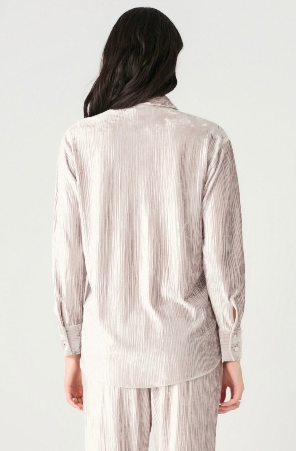 Champagne Textured Velvet Button Down