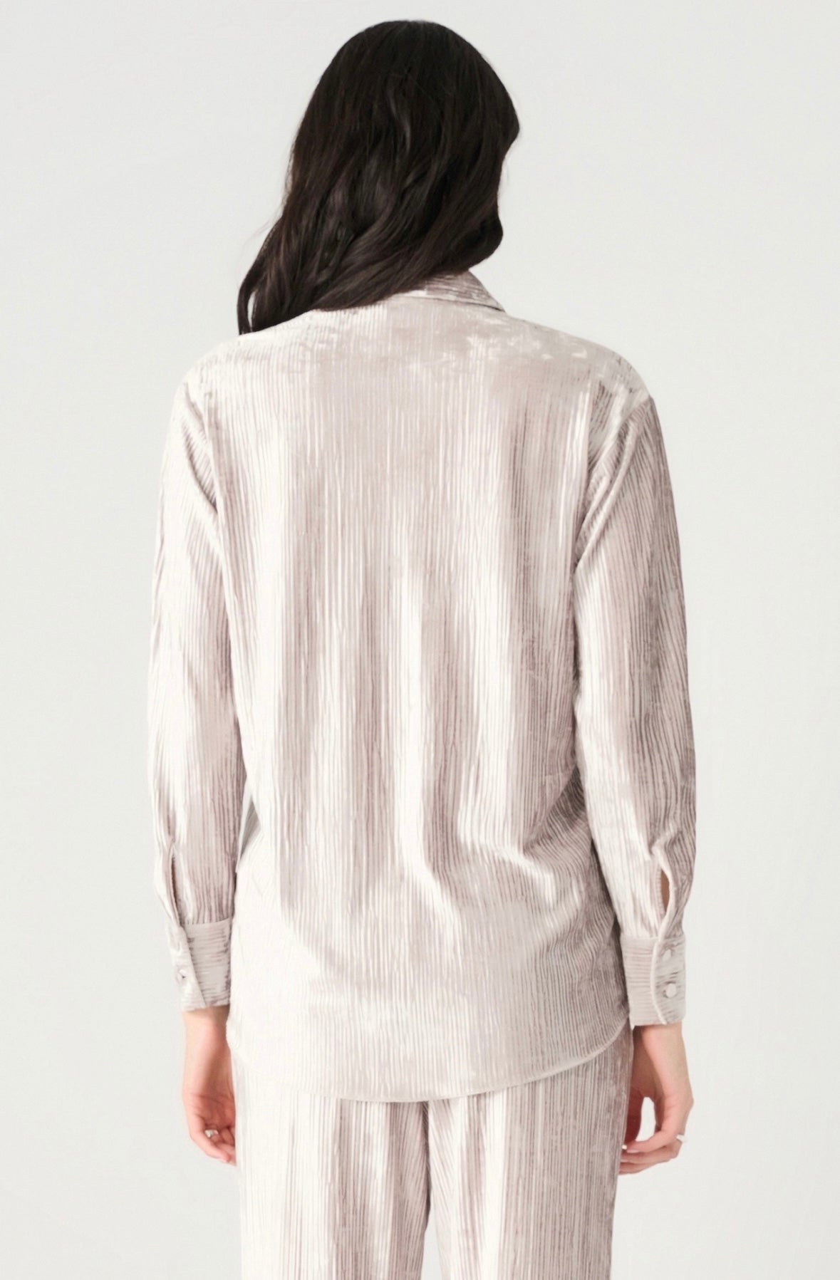 Champagne Textured Velvet Button Down