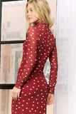 Red Sheer Polka Dot Dress