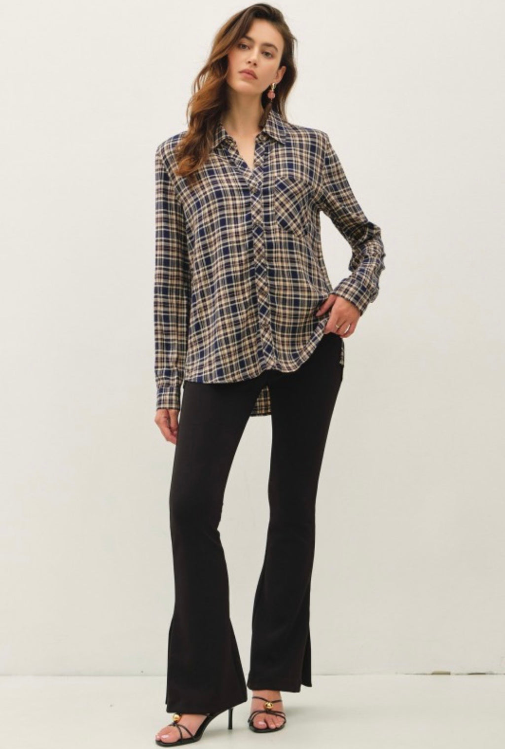Blue Plaid Button Down Shirt