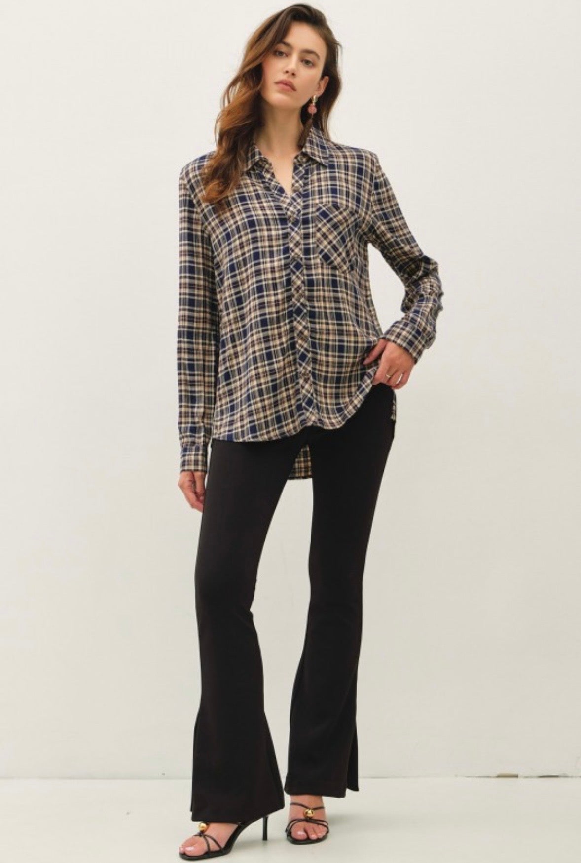 Blue Plaid Button Down Shirt