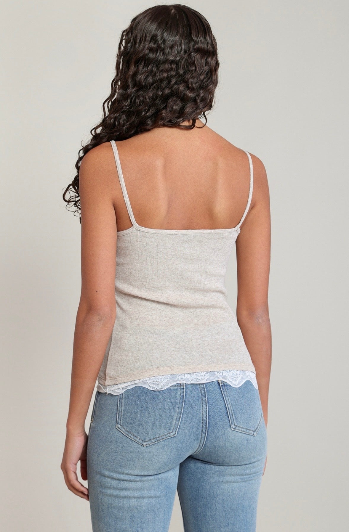 Heather Oatmeal Lace Cami