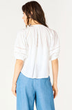 White Button Down Peasant Top
