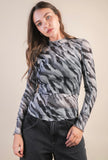 Grey Zebra Sheer Top