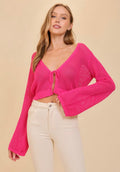 Fuchsia Crochet Tie Cardigan