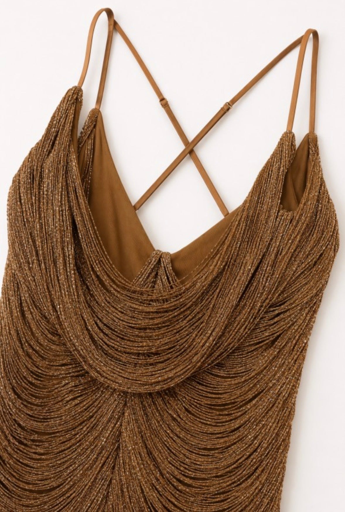 Bronze Layered Tassel Dress