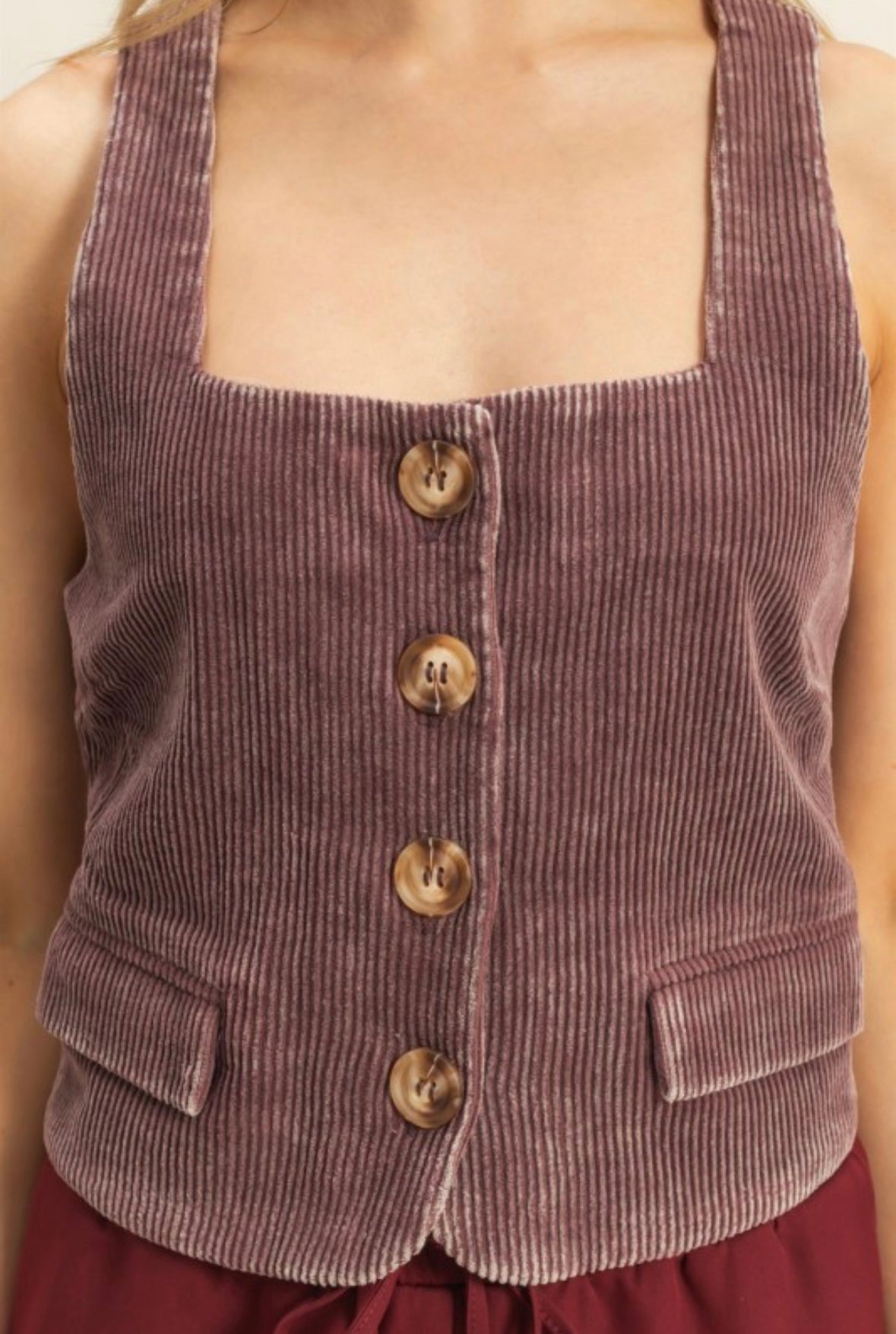 Mulberry Corduroy Vest