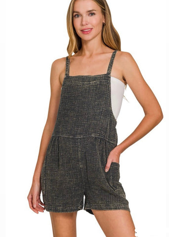Black Washed Gauze Romper