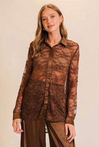 Chocolate Lace Button Down
