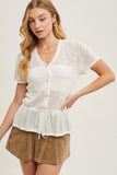 Ivory Crochet Peplum Top