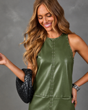 Olive Vegan Leather Studded Dress