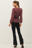 Plum Paisley Peasant Top