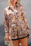 Snake Print Satin Button Down