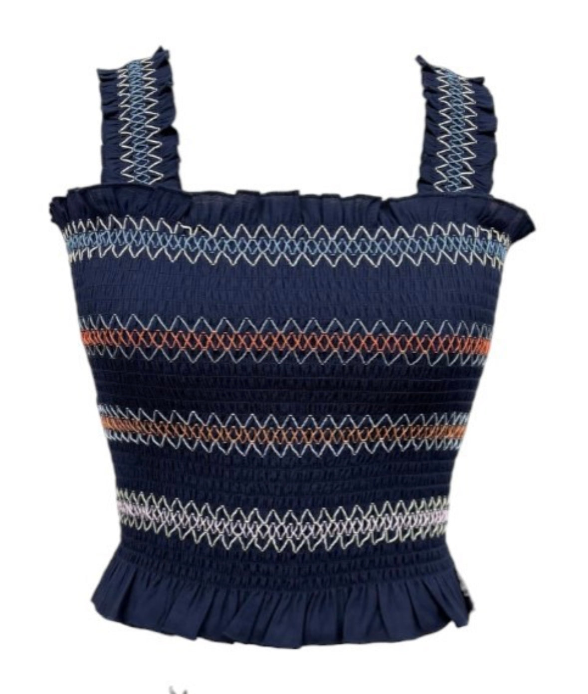 Navy Smocked Tank